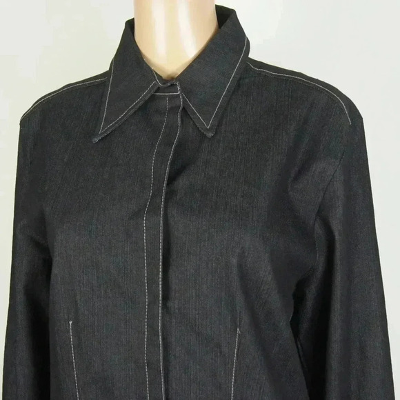 Vintage Y2K Dark Denim Like Chambary Button Up Lightweight Jean Jacket - Picture 2 of 6